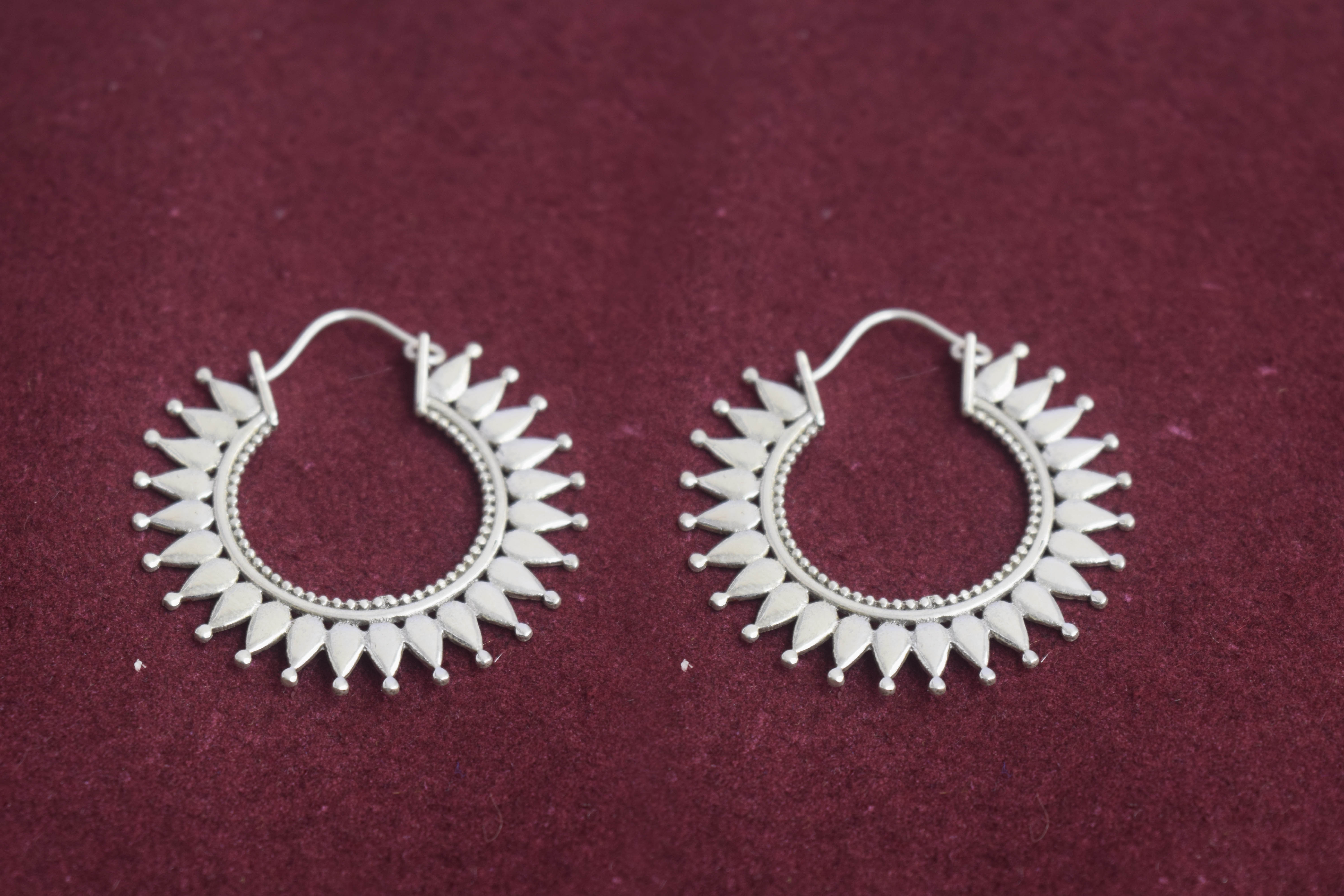 Silver Jahanarah round puckered Earring