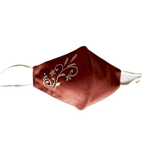 Twaksati handmade embroidered cotton soft and breathable face Mask - Classy Brown