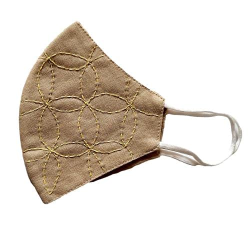 Twaksati handmade embroidered 3 layered cotton soft and breathable face Mask - soft golden yellow