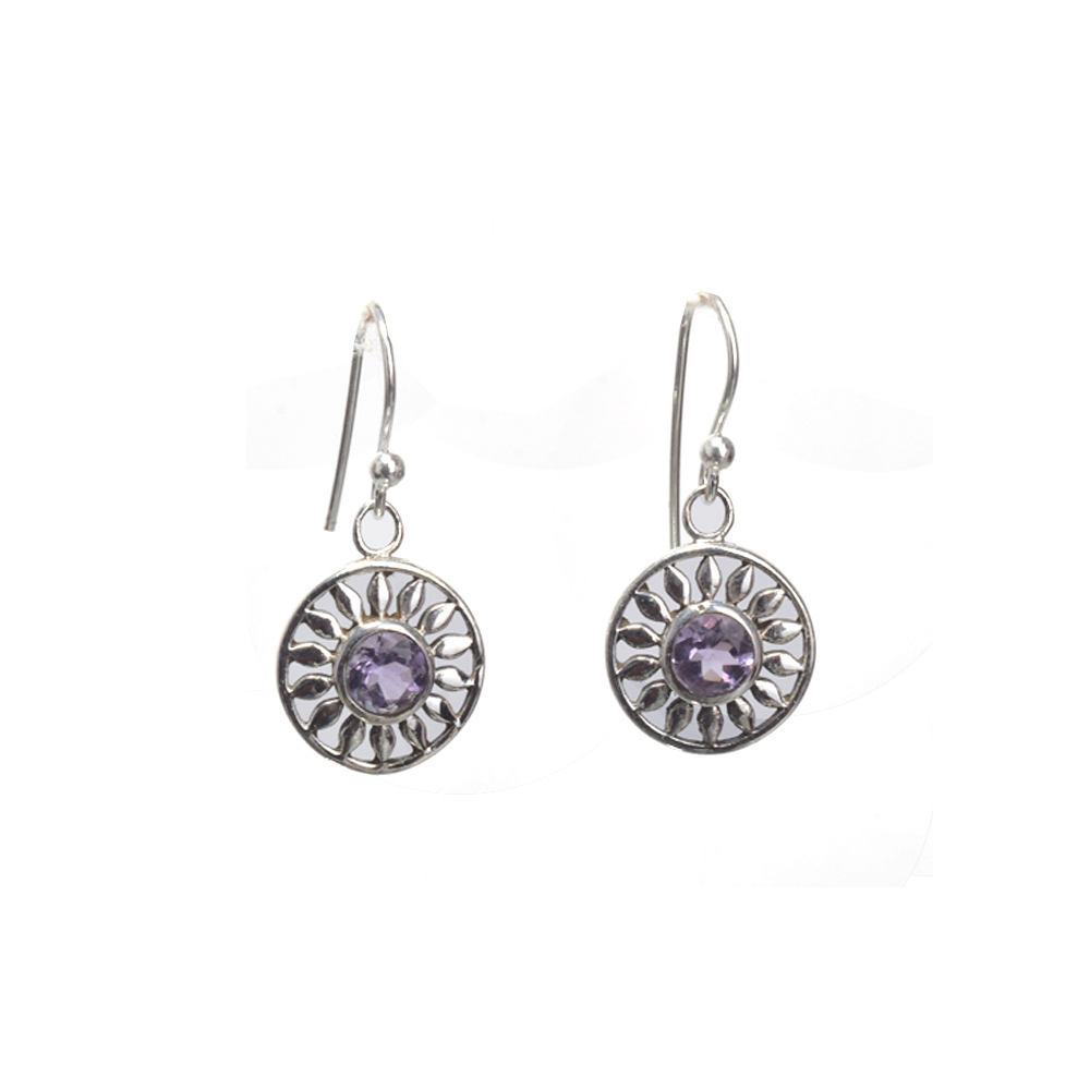Silver cute Purple Zircon earring