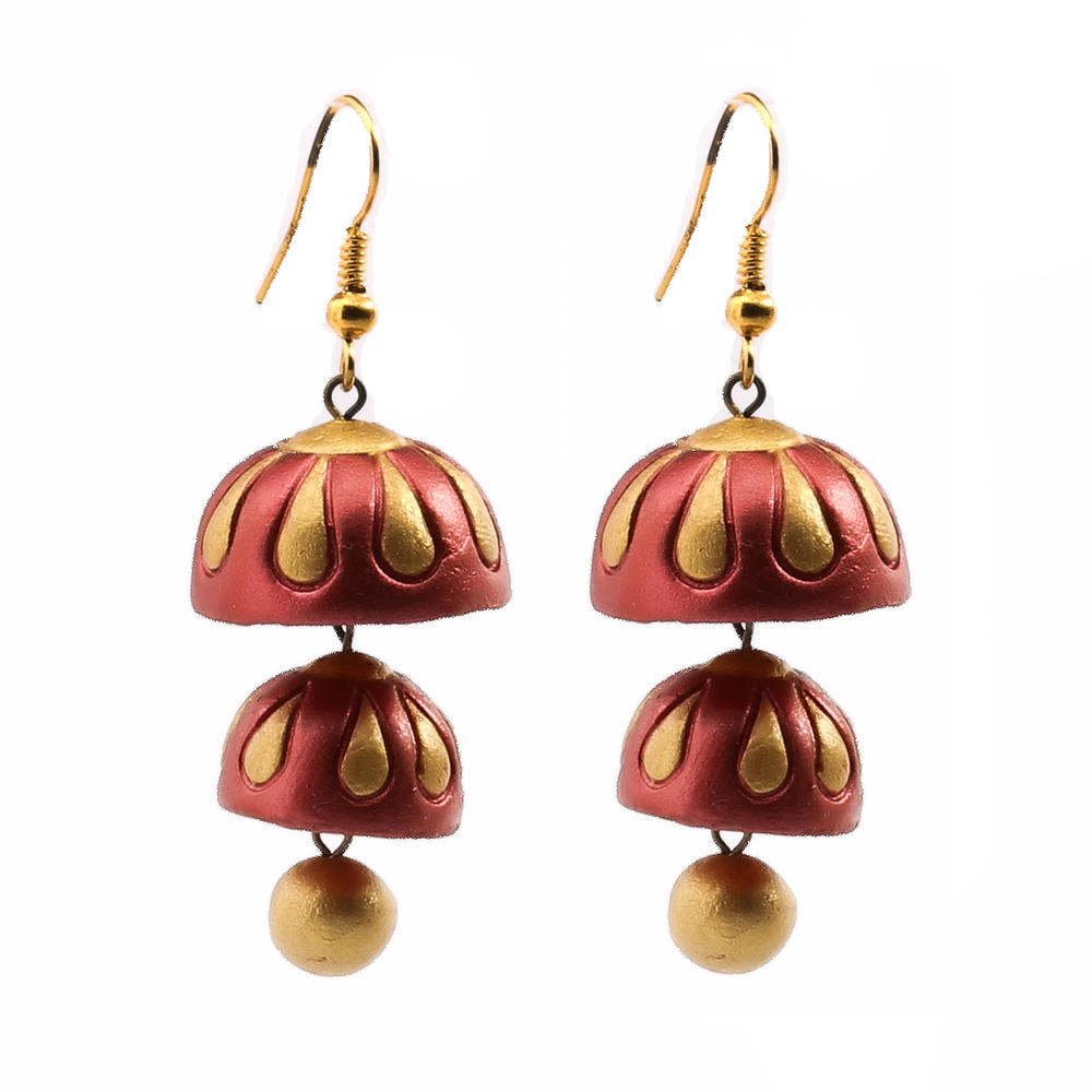 Terracotta Orange Gold Double earring