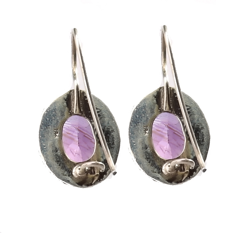 Silver Filigree Purple Amethyst Earring