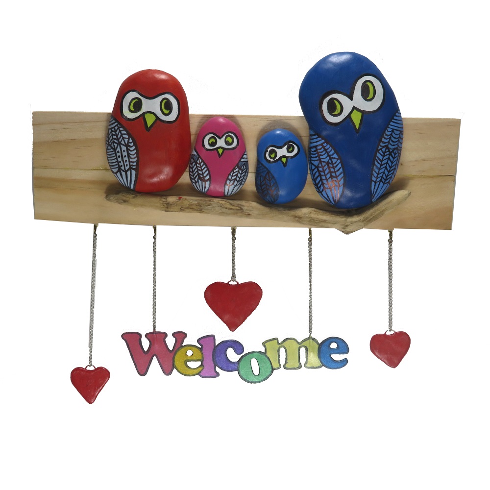 Twaksati Handmade Welcome Cute Owl Family Key Holder Cum Home Décor/Gifting