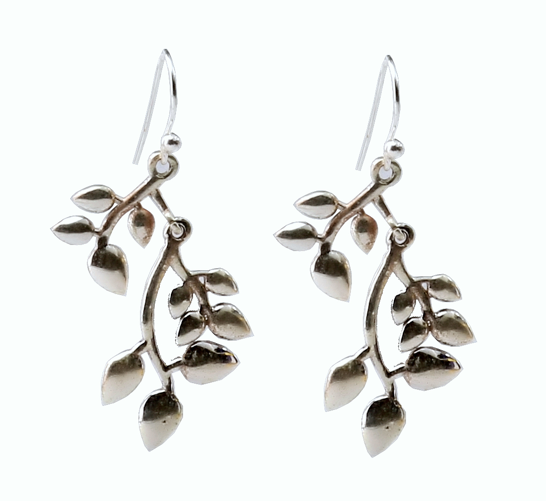 Silver 11 Leaves Earring