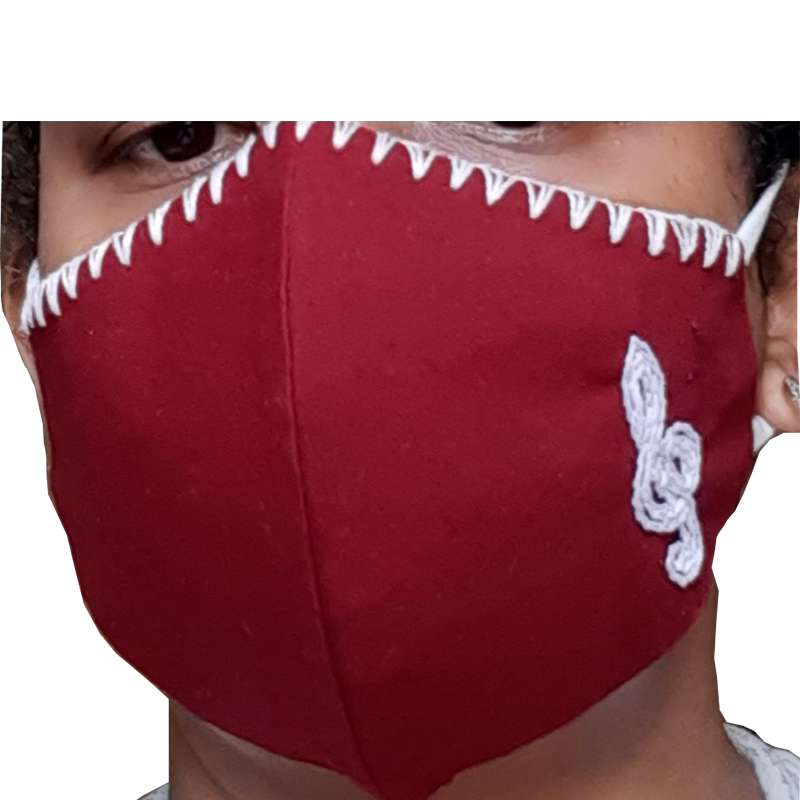 Twaksati handmade embroidered cotton soft and breathable Music notes face Mask - Maroon