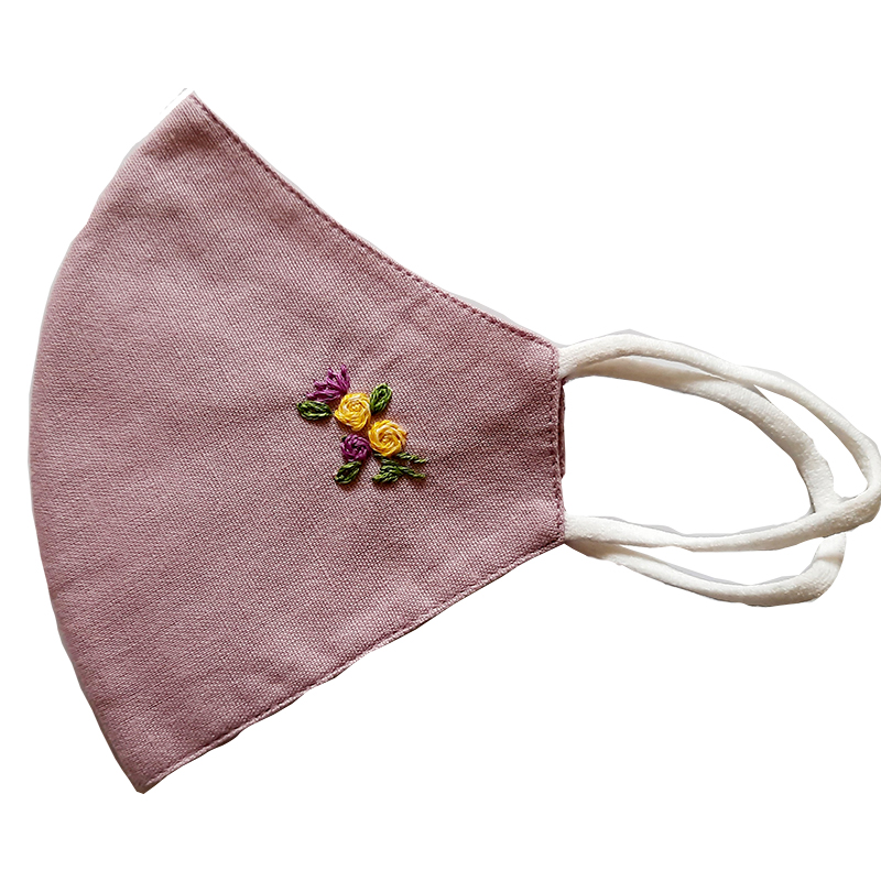 Twaksati handmade embroidered cotton soft and breathable face Mask - Mauve